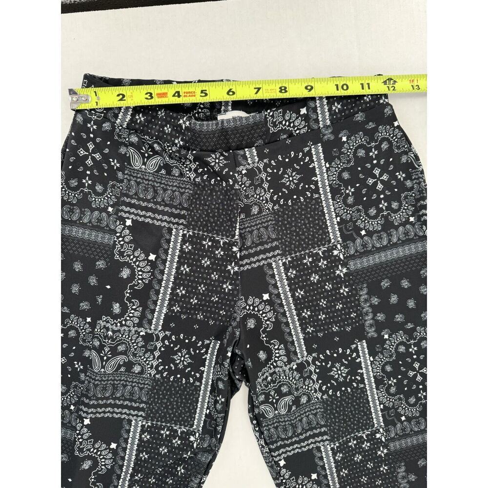 River Island Flare Pants Petite Size Small 6 US Graphic Black White Patchwork​ - Picture 6 of 16